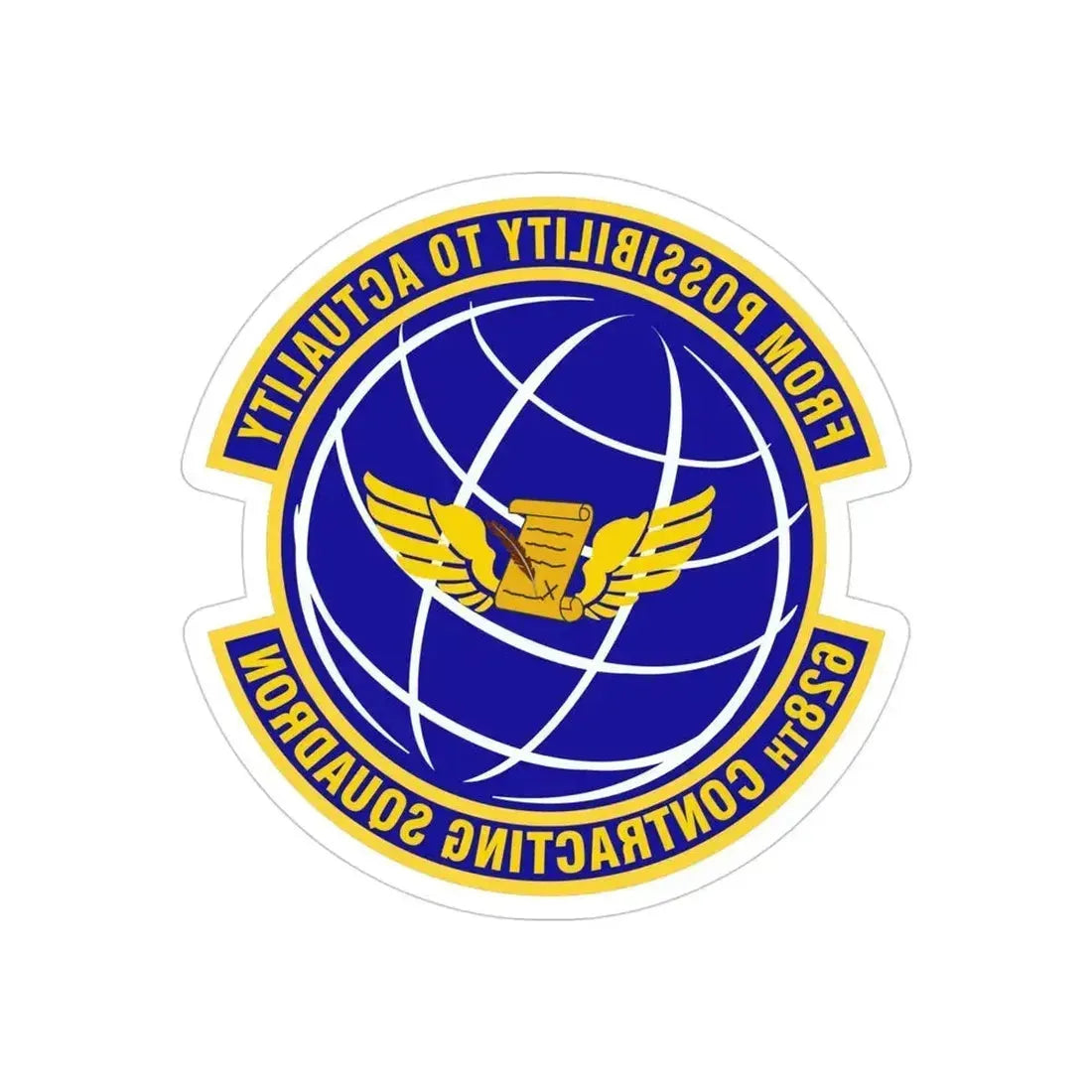 628th Contracting Squadron (U.S. Air Force) REVERSE PRINT Transparent Die-Cut STICKER 4 Inch Die-Cut Transparent - The Sticker Space
