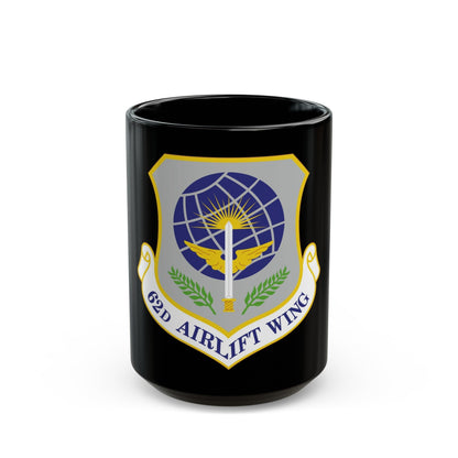 62d Airlift Wing (U.S. Air Force) Black Coffee Mug-15oz-The Sticker Space