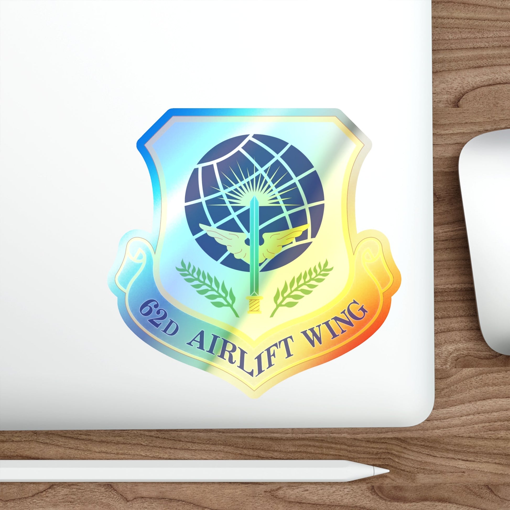 62d Airlift Wing (U.S. Air Force) Holographic STICKER Die-Cut Vinyl Decal-The Sticker Space