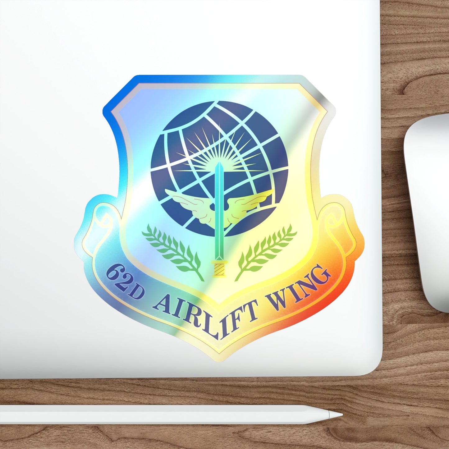 62d Airlift Wing (U.S. Air Force) Holographic STICKER Die-Cut Vinyl Decal-The Sticker Space