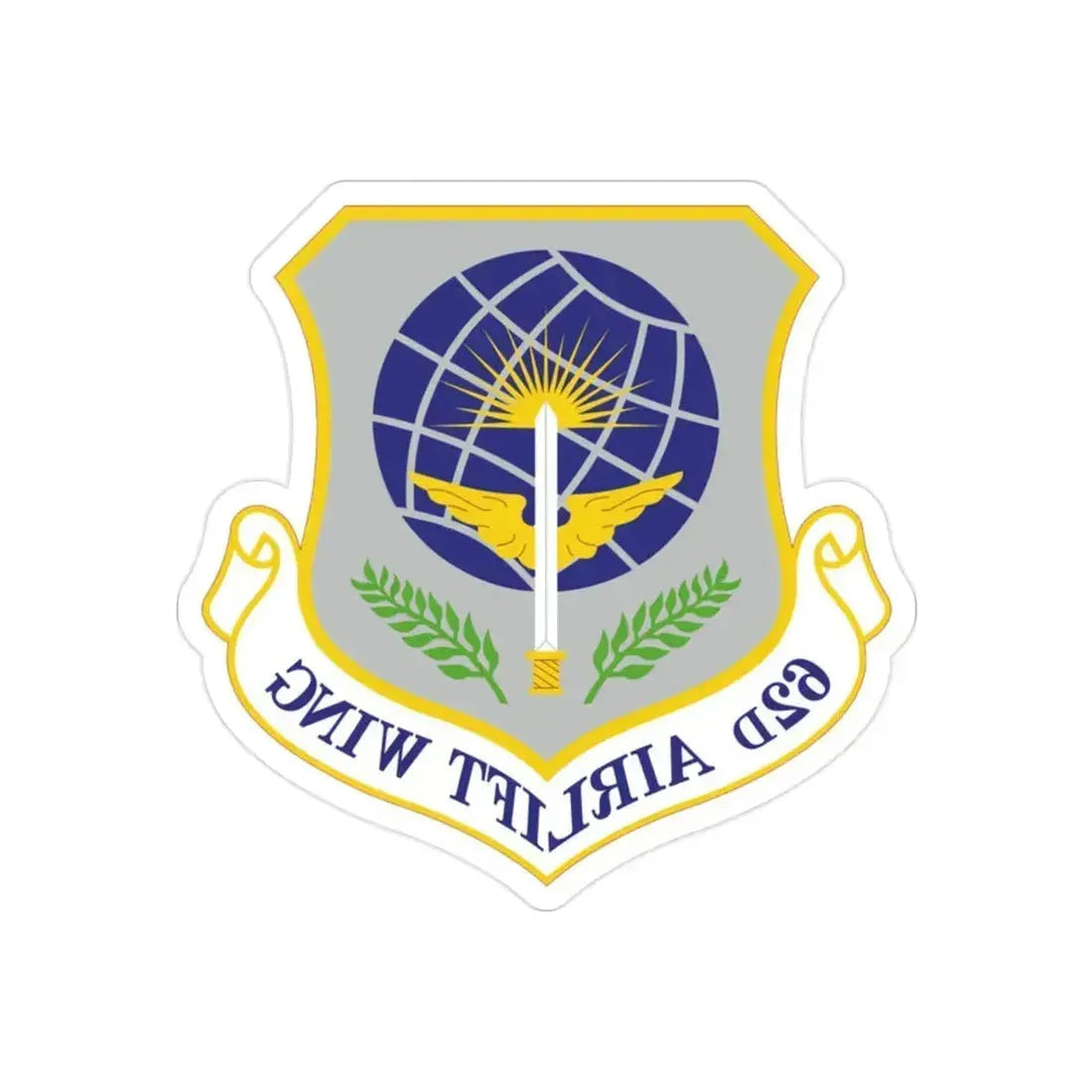 62d Airlift Wing (U.S. Air Force) REVERSE PRINT Transparent Die-Cut STICKER 2 Inch Die-Cut Transparent - The Sticker Space