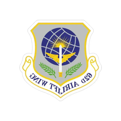 62d Airlift Wing (U.S. Air Force) REVERSE PRINT Transparent Die-Cut STICKER 2 Inch Die-Cut Transparent - The Sticker Space
