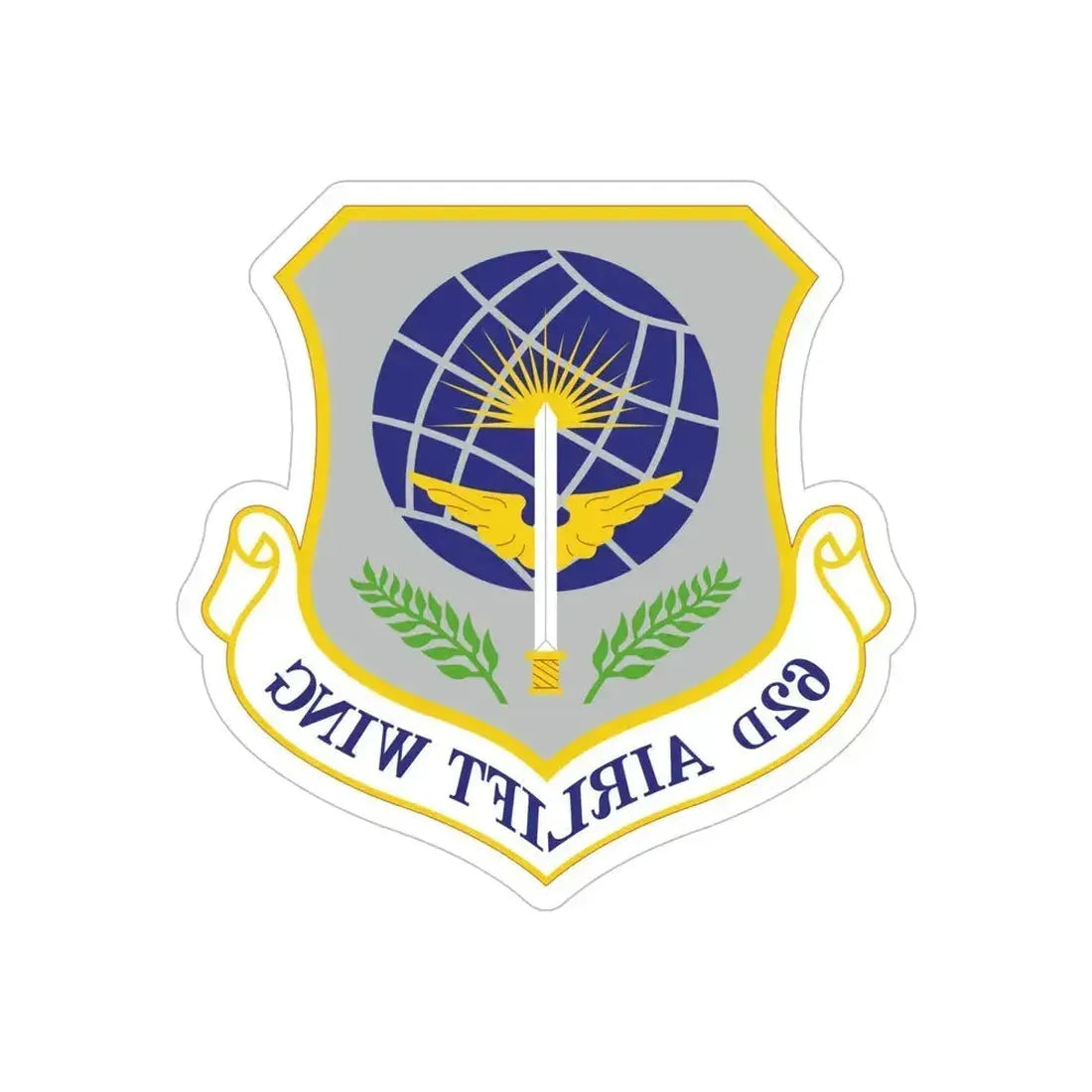 62d Airlift Wing (U.S. Air Force) REVERSE PRINT Transparent Die-Cut STICKER 6 Inch Die-Cut Transparent - The Sticker Space