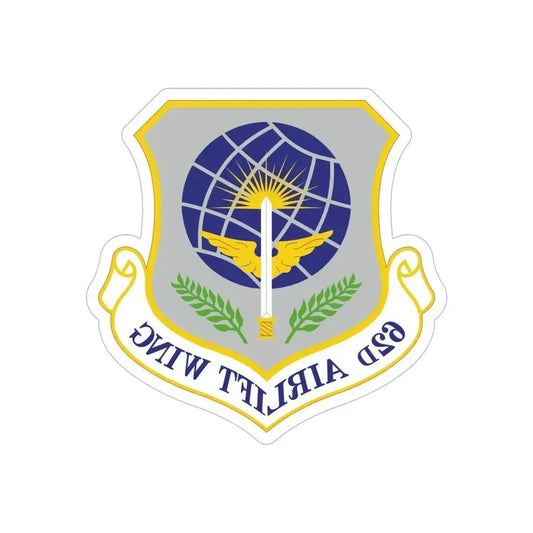 62d Airlift Wing (U.S. Air Force) REVERSE PRINT Transparent Die-Cut STICKER 6 Inch Die-Cut Transparent - The Sticker Space