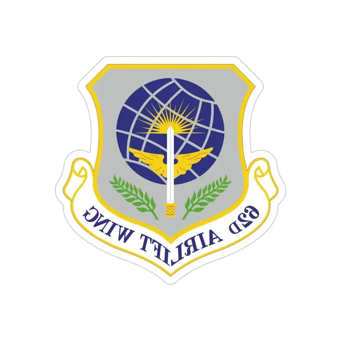 62d Airlift Wing (U.S. Air Force) REVERSE PRINT Transparent Die-Cut STICKER - The Sticker Space
