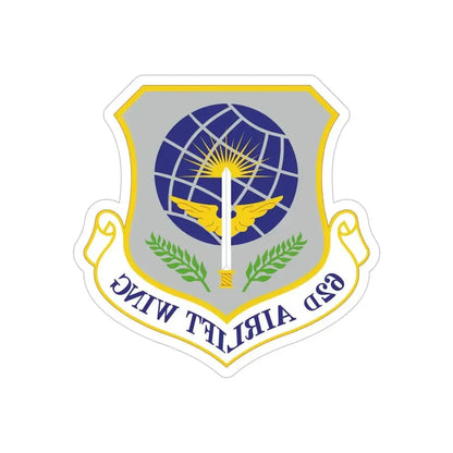 62d Airlift Wing (U.S. Air Force) REVERSE PRINT Transparent Die-Cut STICKER - The Sticker Space