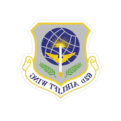 62d Airlift Wing (U.S. Air Force) REVERSE PRINT Transparent Die-Cut STICKER - The Sticker Space