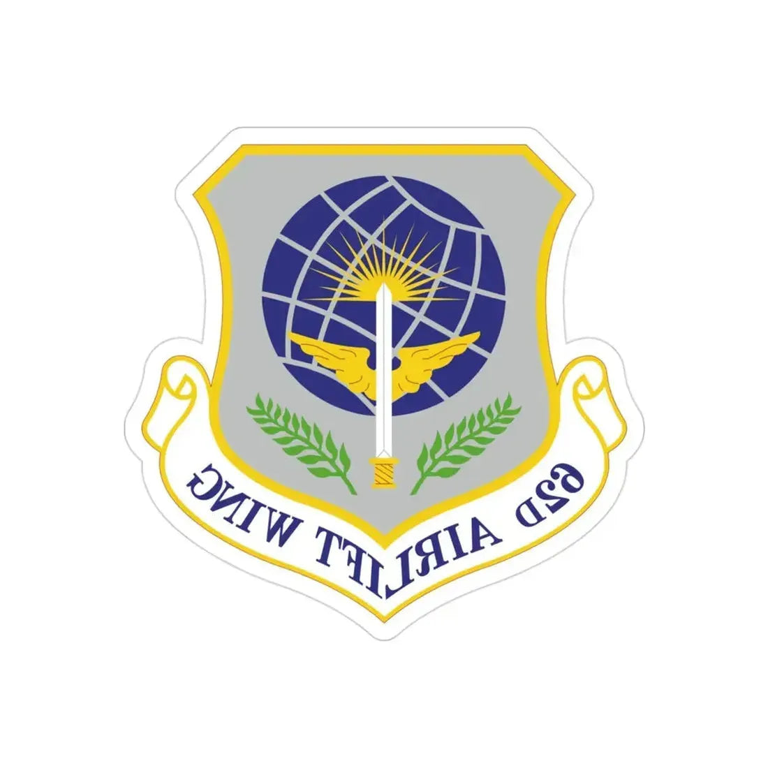 62d Airlift Wing (U.S. Air Force) REVERSE PRINT Transparent Die-Cut STICKER - The Sticker Space