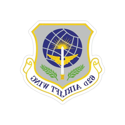 62d Airlift Wing (U.S. Air Force) REVERSE PRINT Transparent Die-Cut STICKER - The Sticker Space