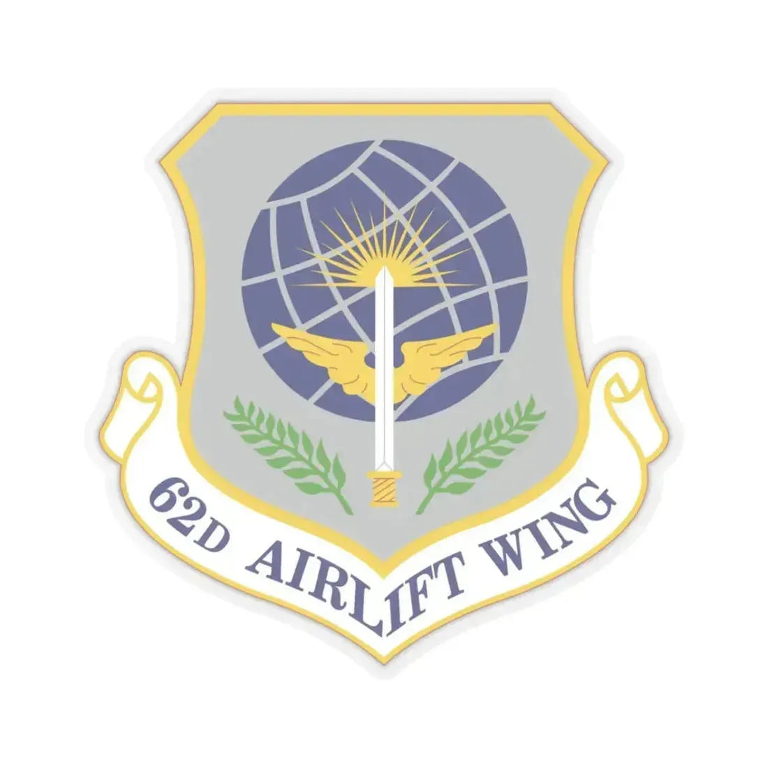 62d Airlift Wing (U.S. Air Force) STICKER Vinyl Kiss-Cut Decal 3 Inch Transparent - The Sticker Space