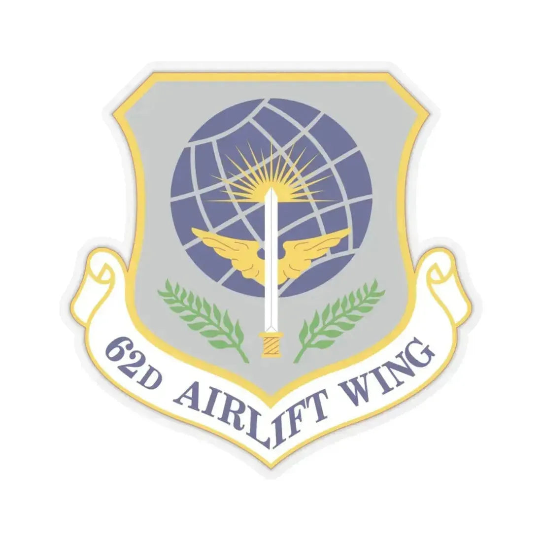 62d Airlift Wing (U.S. Air Force) STICKER Vinyl Kiss-Cut Decal 4 Inch Transparent - The Sticker Space
