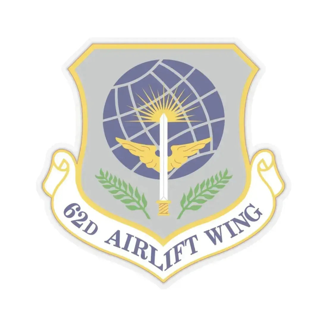 62d Airlift Wing (U.S. Air Force) STICKER Vinyl Kiss-Cut Decal 6 Inch Transparent - The Sticker Space