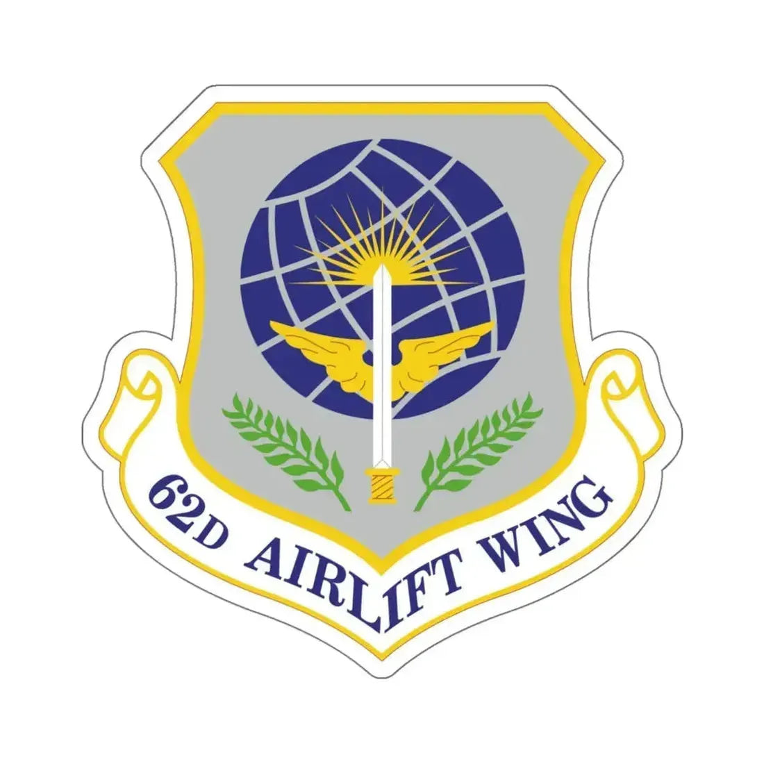 62d Airlift Wing (U.S. Air Force) STICKER Vinyl Kiss-Cut Decal 6 Inch White - The Sticker Space