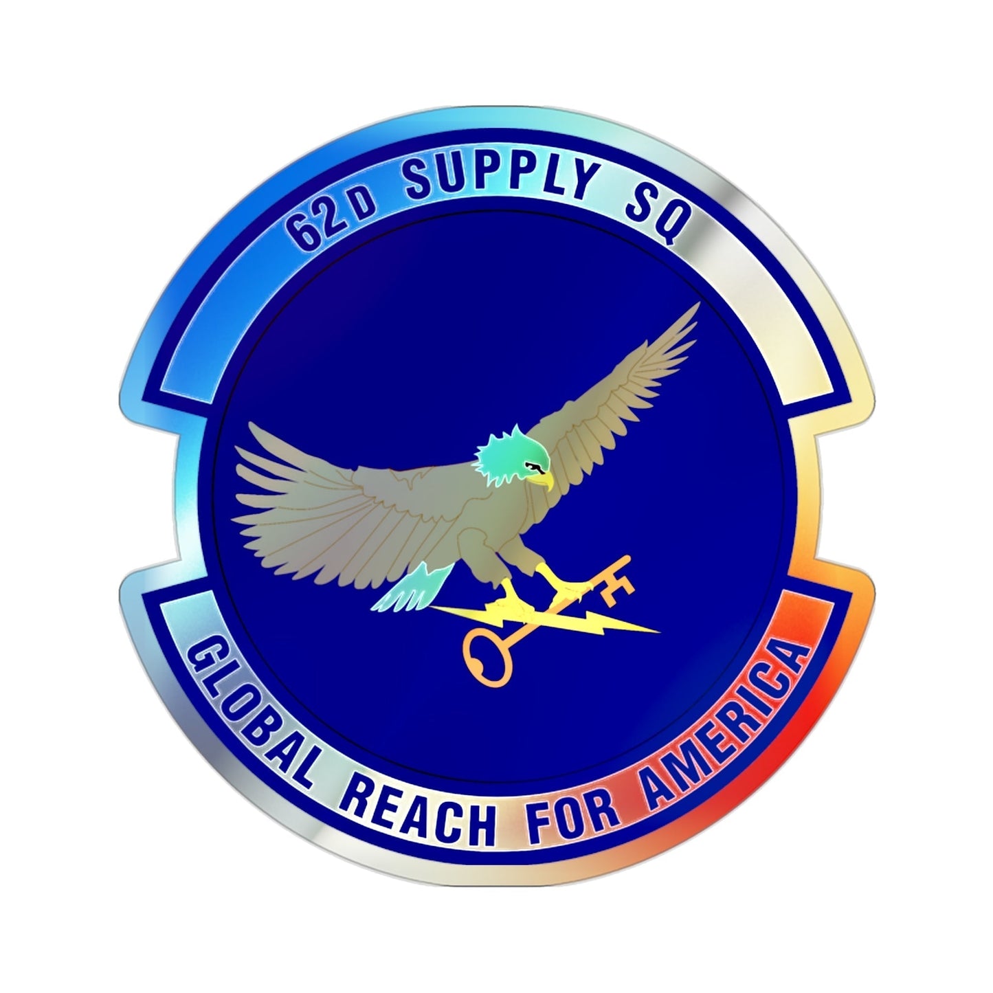 62d Supply Squadron (U.S. Air Force) Holographic STICKER Die-Cut Vinyl Decal-2 Inch-The Sticker Space