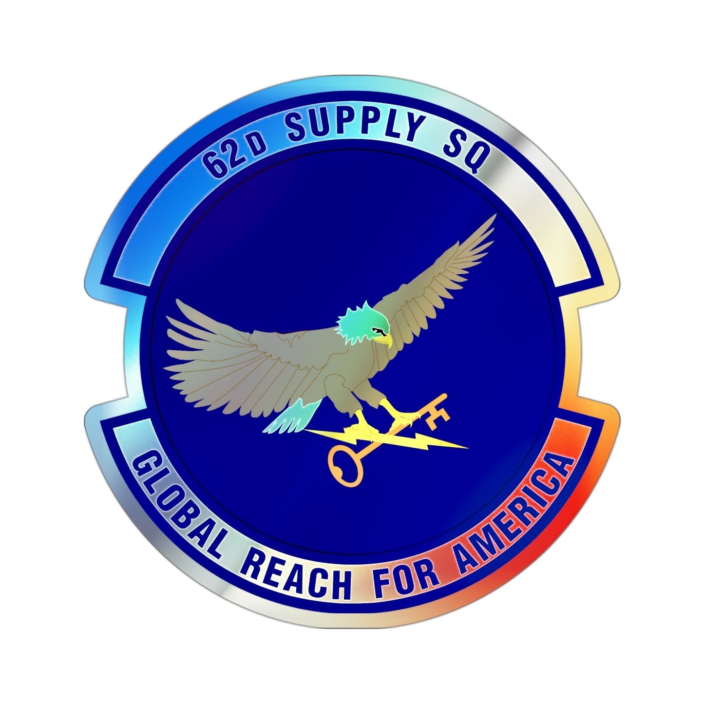 62d Supply Squadron (U.S. Air Force) Holographic STICKER Die-Cut Vinyl Decal-3 Inch-The Sticker Space