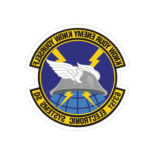 631st Electronic Systems Squadron (U.S. Air Force) REVERSE PRINT Transparent STICKER-2" × 2"-The Sticker Space