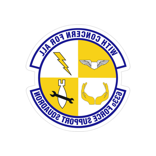 633d Force Support Squadron (U.S. Air Force) REVERSE PRINT Transparent STICKER-2" × 2"-The Sticker Space