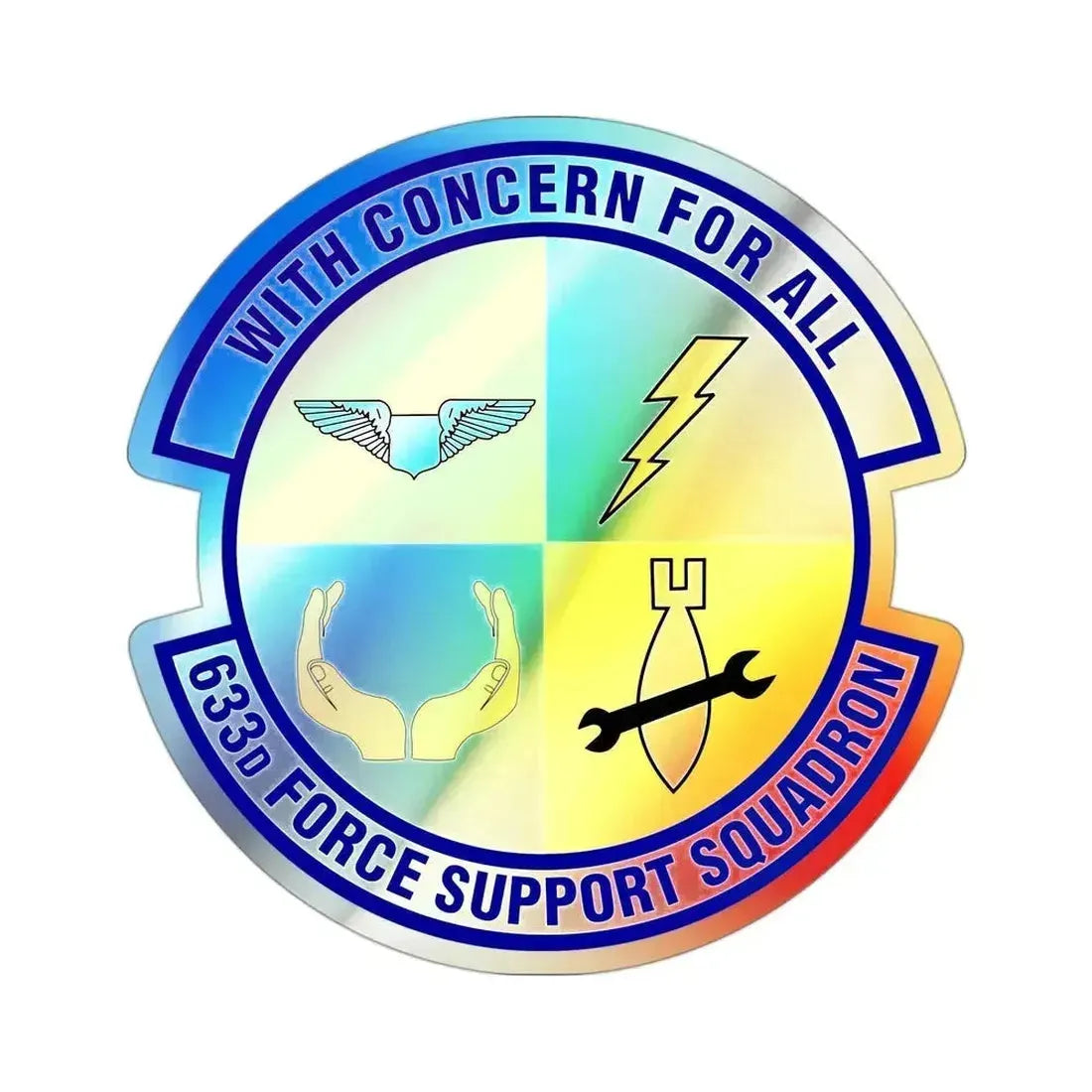 633d Force Support Squadron (U.S. Air Force) Holographic STICKER Die-Cut Vinyl Decal 3 Inch Holographic - The Sticker Space