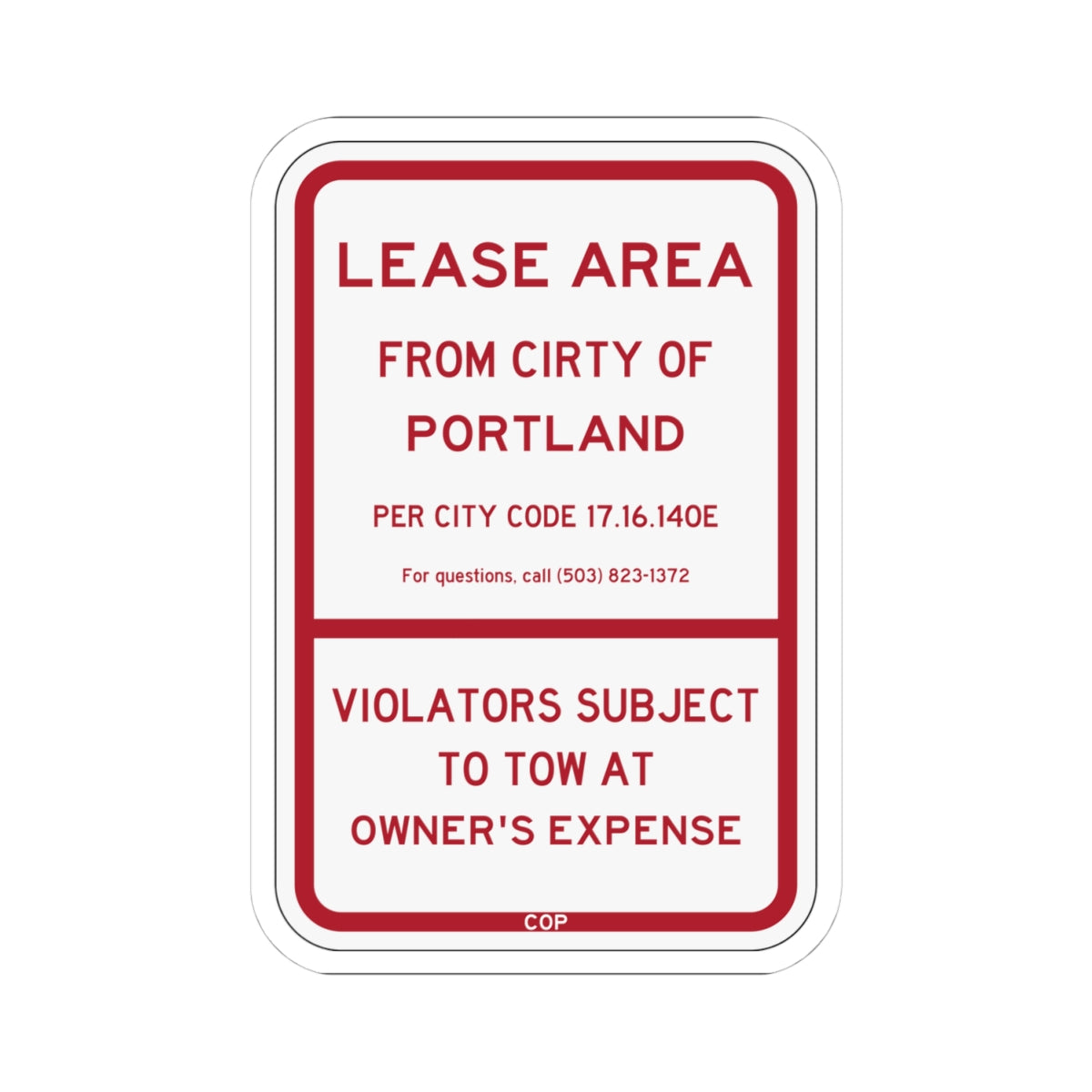PBOT Road sign P4492 (Oregon) (Road Sign) STICKER Vinyl Kiss-Cut Decal