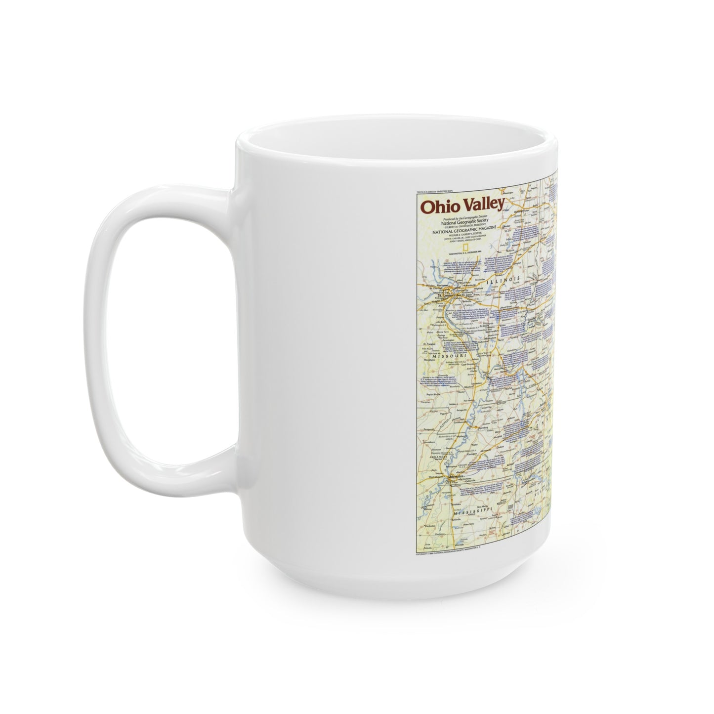 USA - Ohio Valley 1 (1985) (Map) White Coffee Mug-The Sticker Space