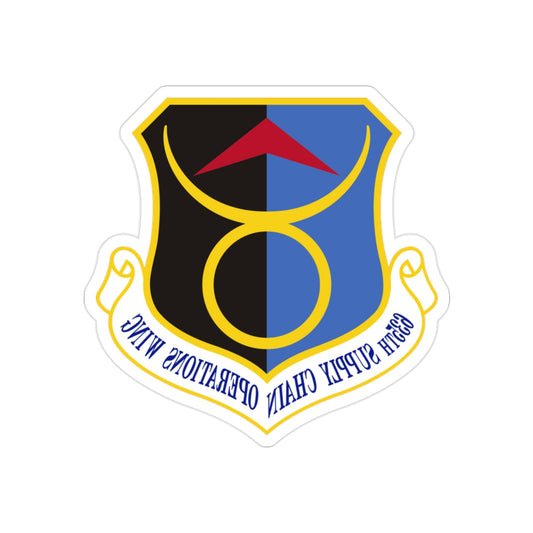 635th Supply Chain Operations Wing (U.S. Air Force) REVERSE PRINT Transparent STICKER-2" × 2"-The Sticker Space