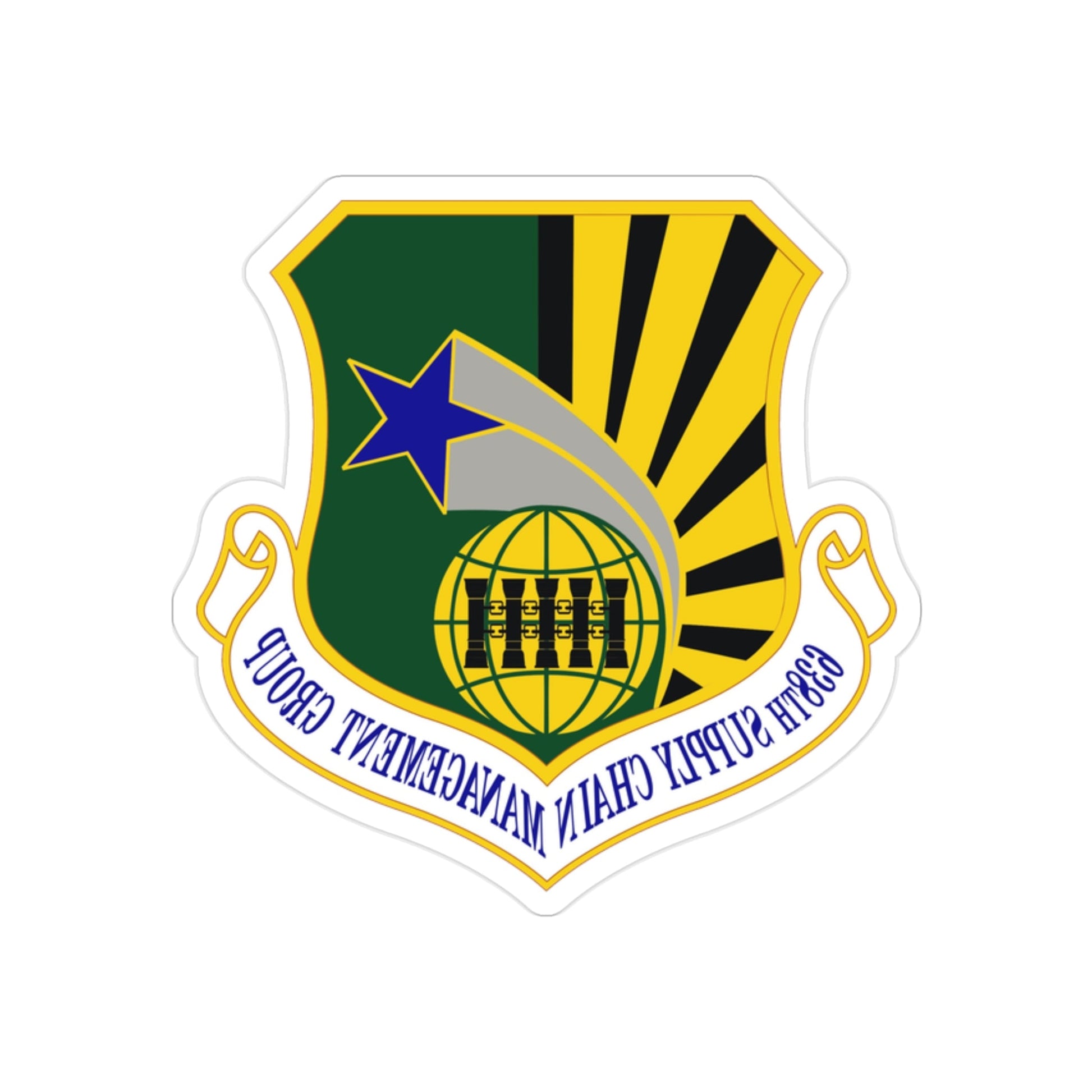 638 Supply Chain Management Group AFMC (U.S. Air Force) REVERSE PRINT Transparent STICKER-2" × 2"-The Sticker Space