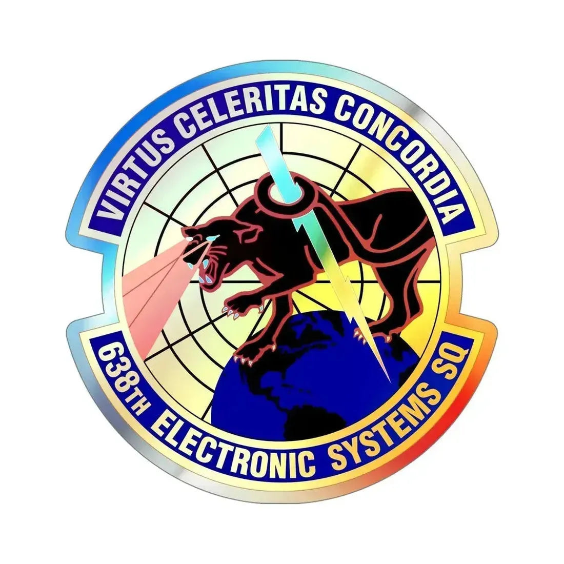 638th Electronic Systems Squadron (U.S. Air Force) Holographic STICKER Die-Cut Vinyl Decal 5 Inch Holographic - The Sticker Space