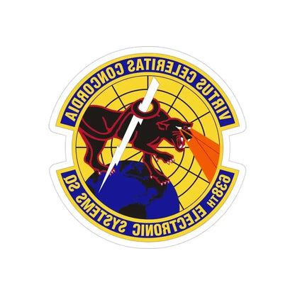 638th Electronic Systems Squadron (U.S. Air Force) REVERSE PRINT Transparent Die-Cut STICKER 4 Inch Die-Cut Transparent - The Sticker Space