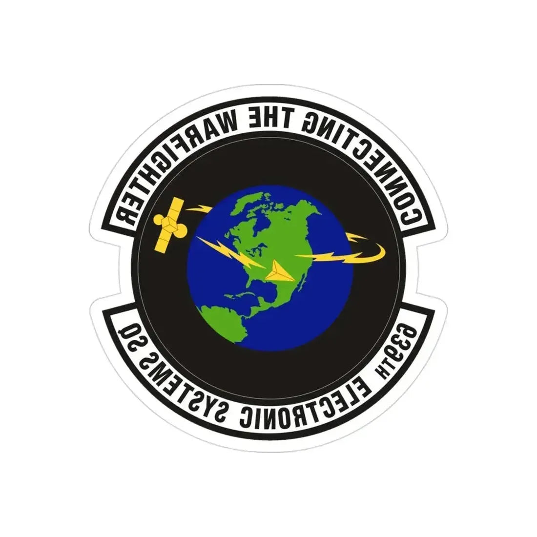 639th Electronic Systems Squadron (U.S. Air Force) REVERSE PRINT Transparent Die-Cut STICKER 3 Inch Die-Cut Transparent - The Sticker Space