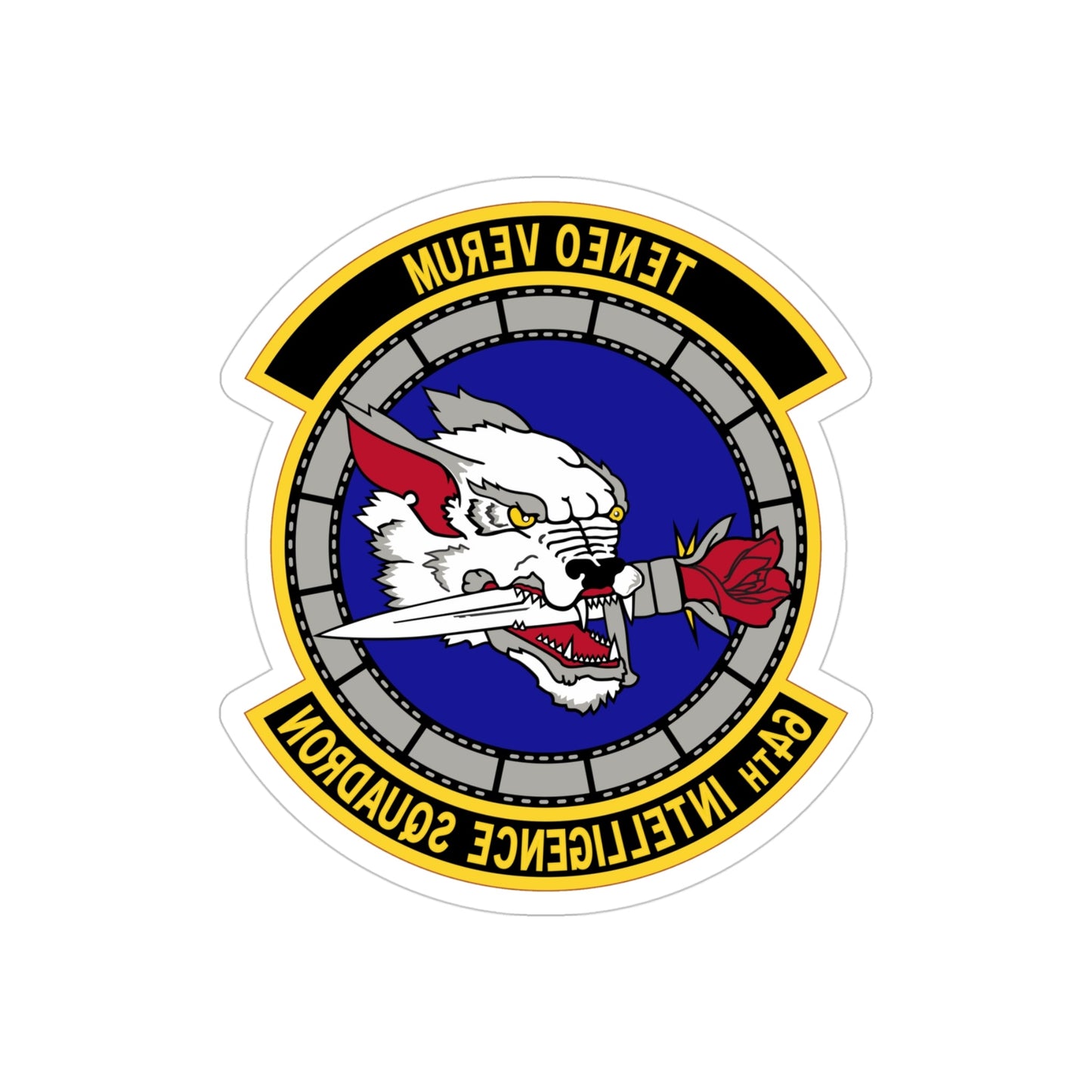 64 Intelligence Squadron AFRC (U.S. Air Force) REVERSE PRINT Transparent STICKER-4" × 4"-The Sticker Space