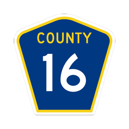 County 16 MN (Minnesota) (Road Sign) STICKER Vinyl Kiss-Cut Decal