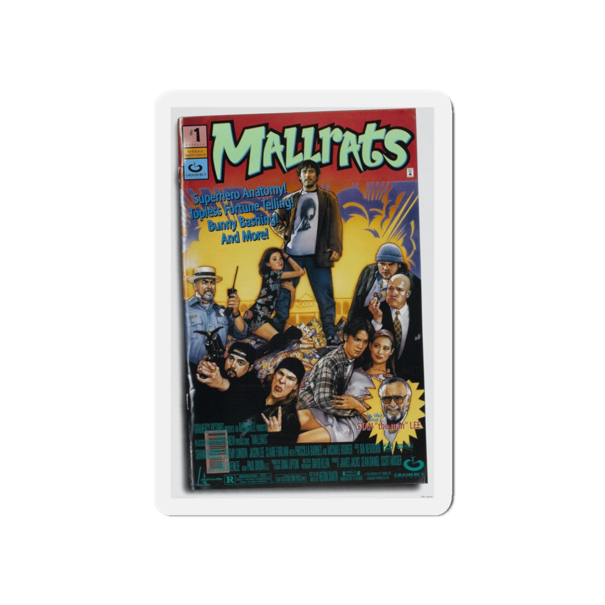 MALLRATS 1995 Movie Poster - Refrigerator Magnet-3" x 3"-Die-Cut-1 pc-The Sticker Space