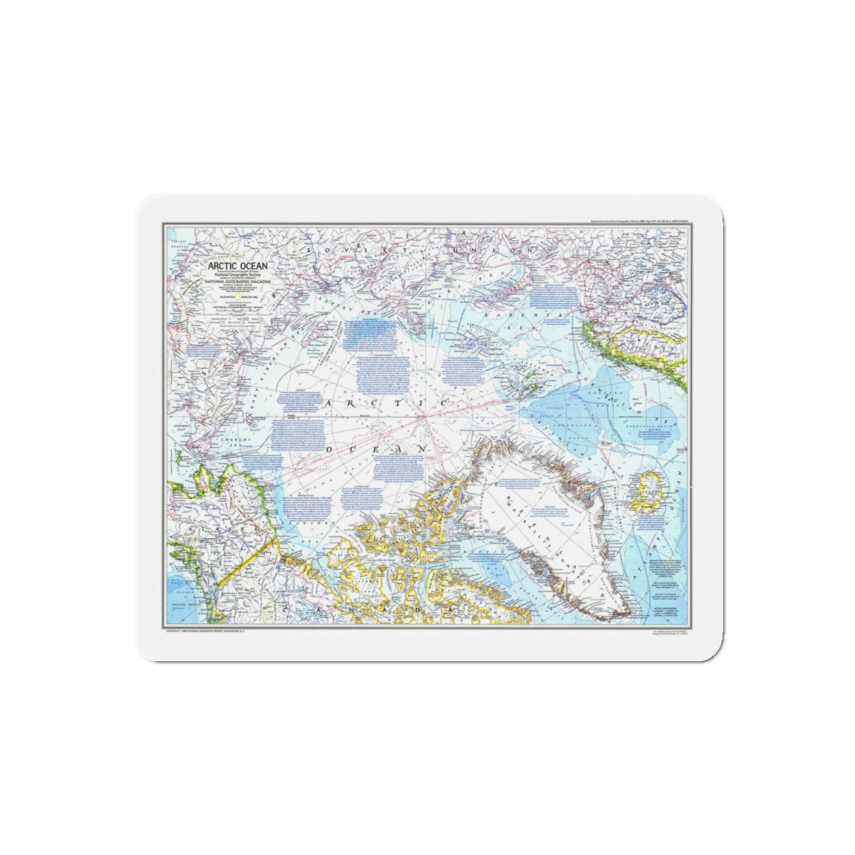 Arctic Ocean (1983) (Map) Refrigerator Magnet-4" x 4"-Die-Cut-1 pc-The Sticker Space