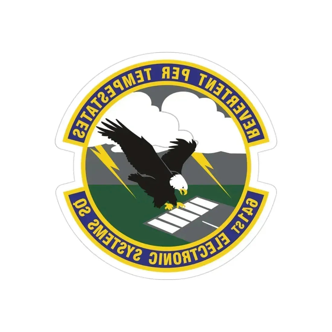 641st Electronic Systems Squadron (U.S. Air Force) REVERSE PRINT Transparent Die-Cut STICKER 3 Inch Die-Cut Transparent - The Sticker Space
