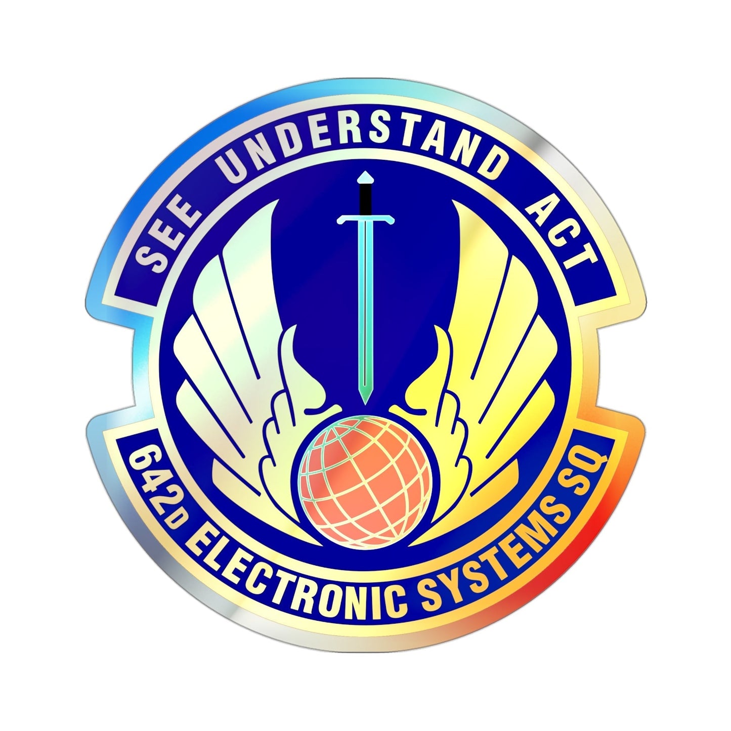 642d Electronic Systems Squadron (U.S. Air Force) Holographic STICKER Die-Cut Vinyl Decal-3 Inch-The Sticker Space