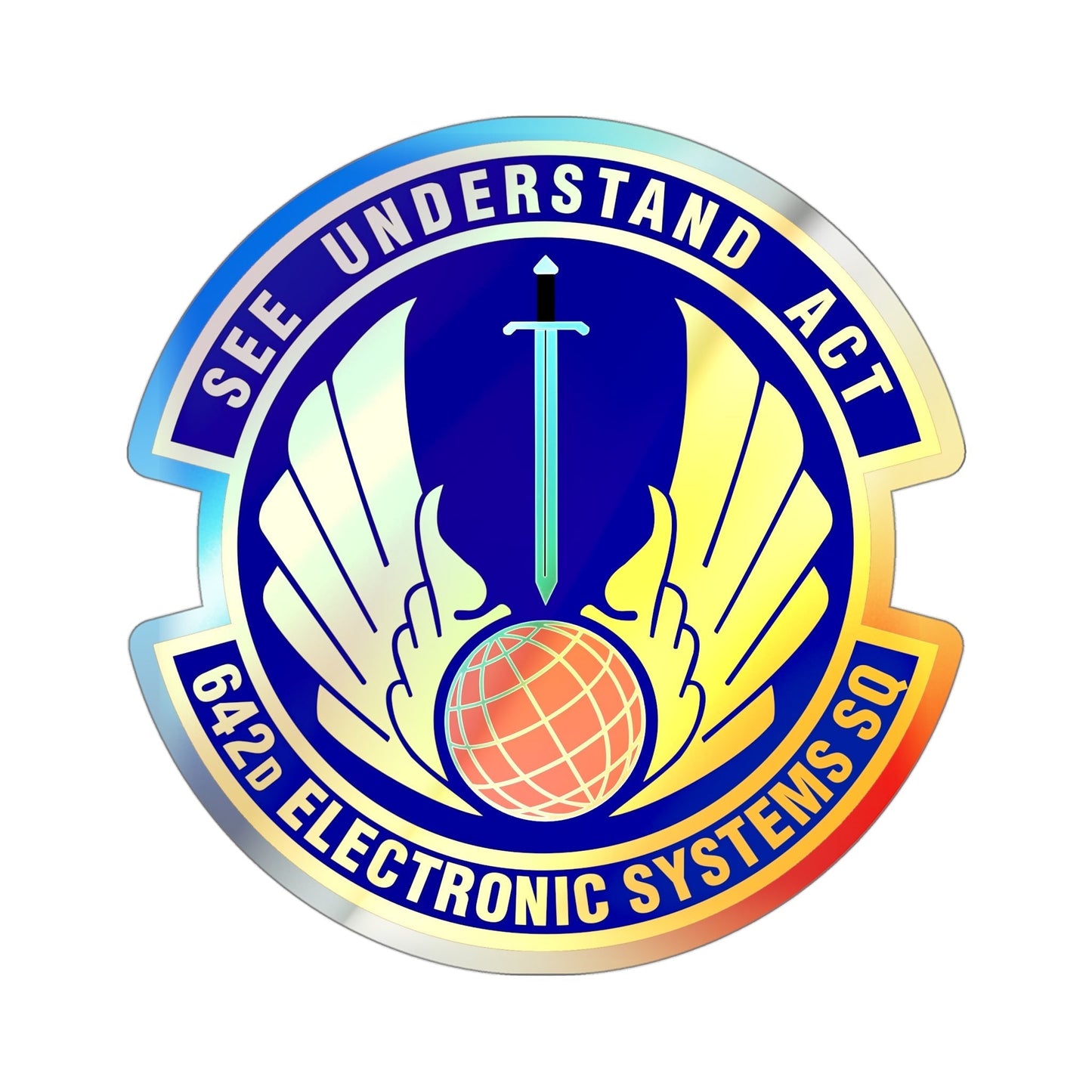 642d Electronic Systems Squadron (U.S. Air Force) Holographic STICKER Die-Cut Vinyl Decal-4 Inch-The Sticker Space