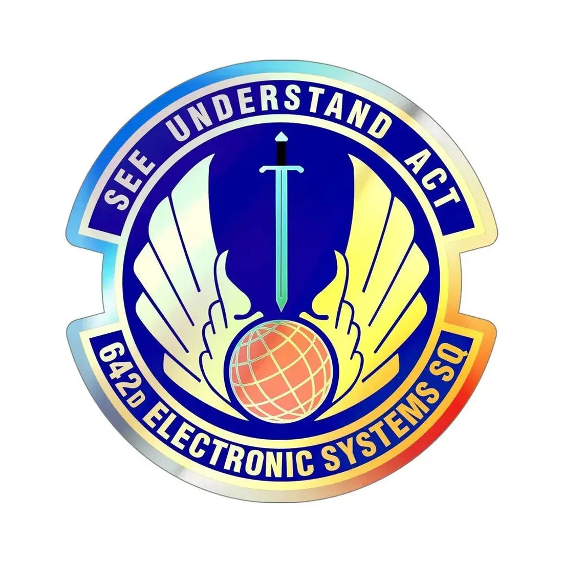 642d Electronic Systems Squadron (U.S. Air Force) Holographic STICKER Die-Cut Vinyl Decal 5 Inch Holographic - The Sticker Space