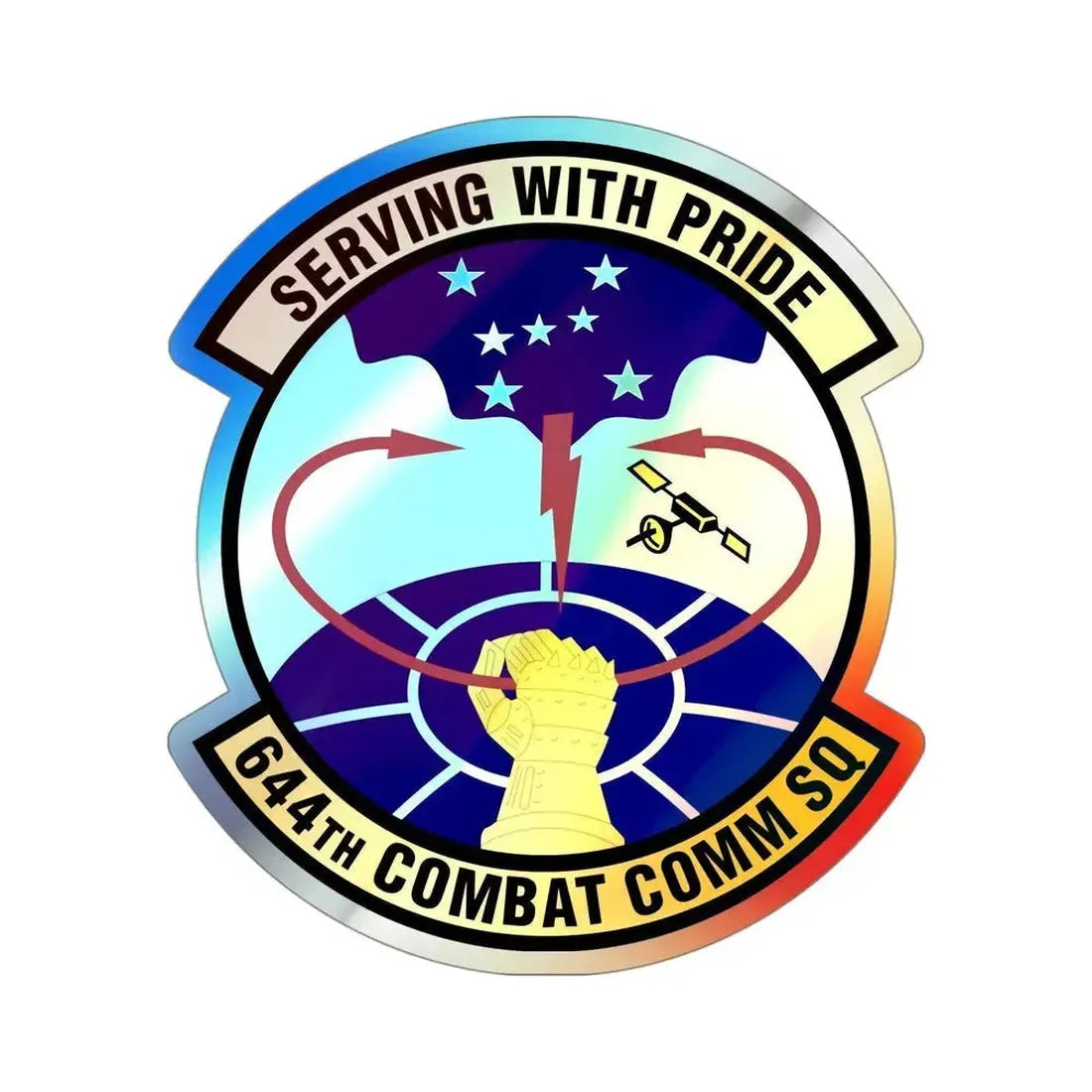 644th Combat Communications Squadron (U.S. Air Force) Holographic STICKER Die-Cut Vinyl Decal 4 Inch Holographic - The Sticker Space