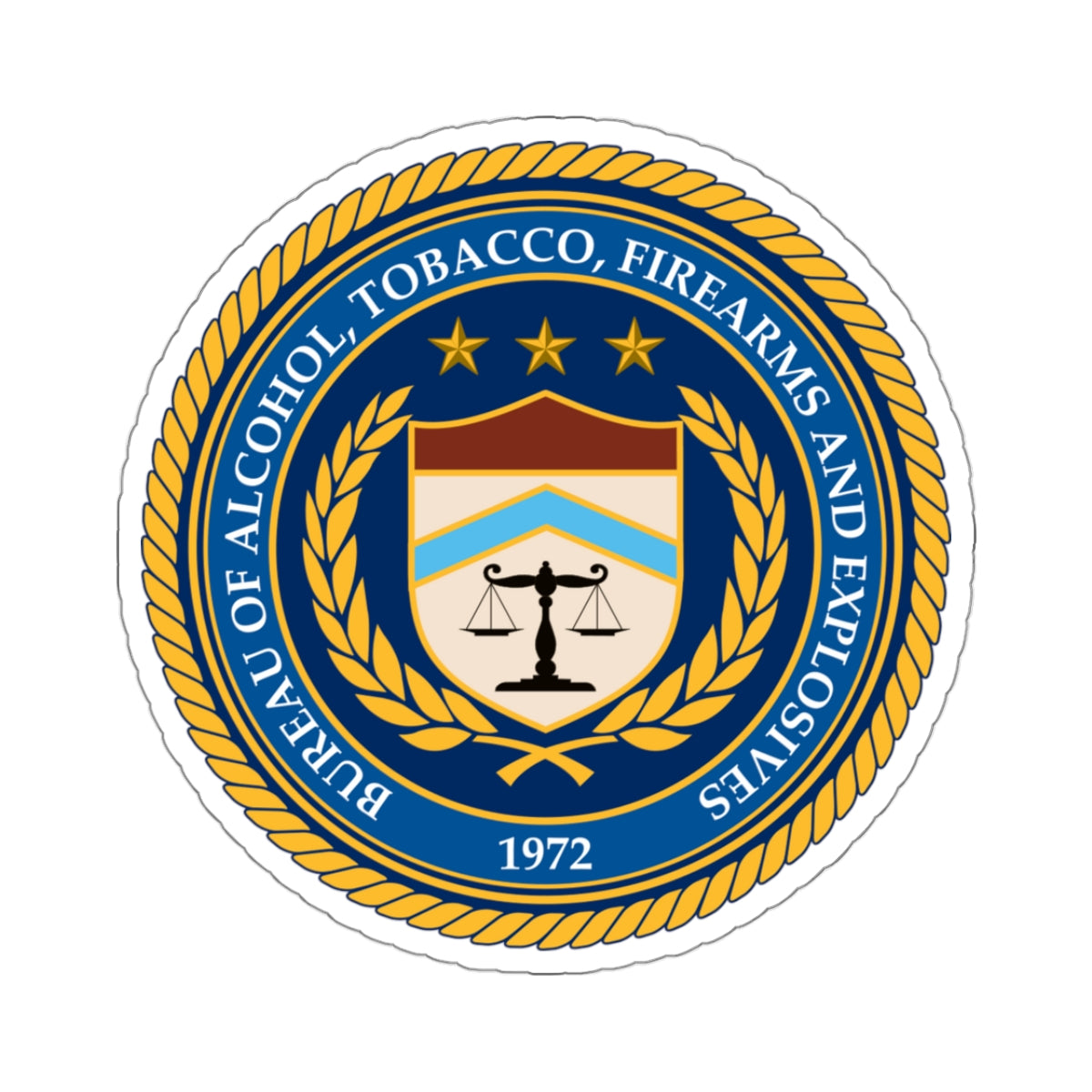 Seal of the Bureau of Alcohol Tobacco Firearms and Explosives - STICKER Vinyl Kiss-Cut Decal