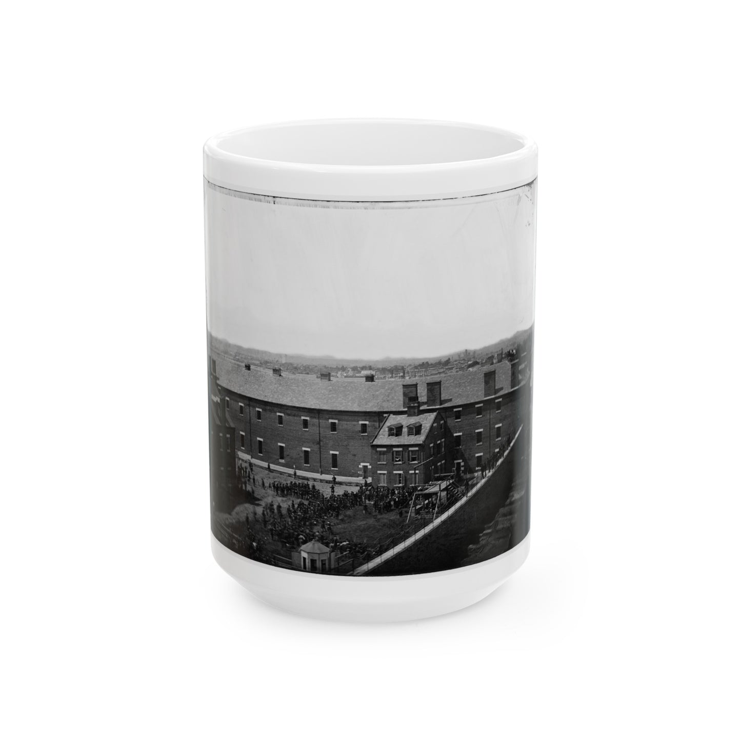 Washington, D.C. Execution Of The Conspirators  Scaffold In Use And Crowd In The Yard, Seen From The Roof Of The Arsenal (U.S. Civil War) White Coffee Mug