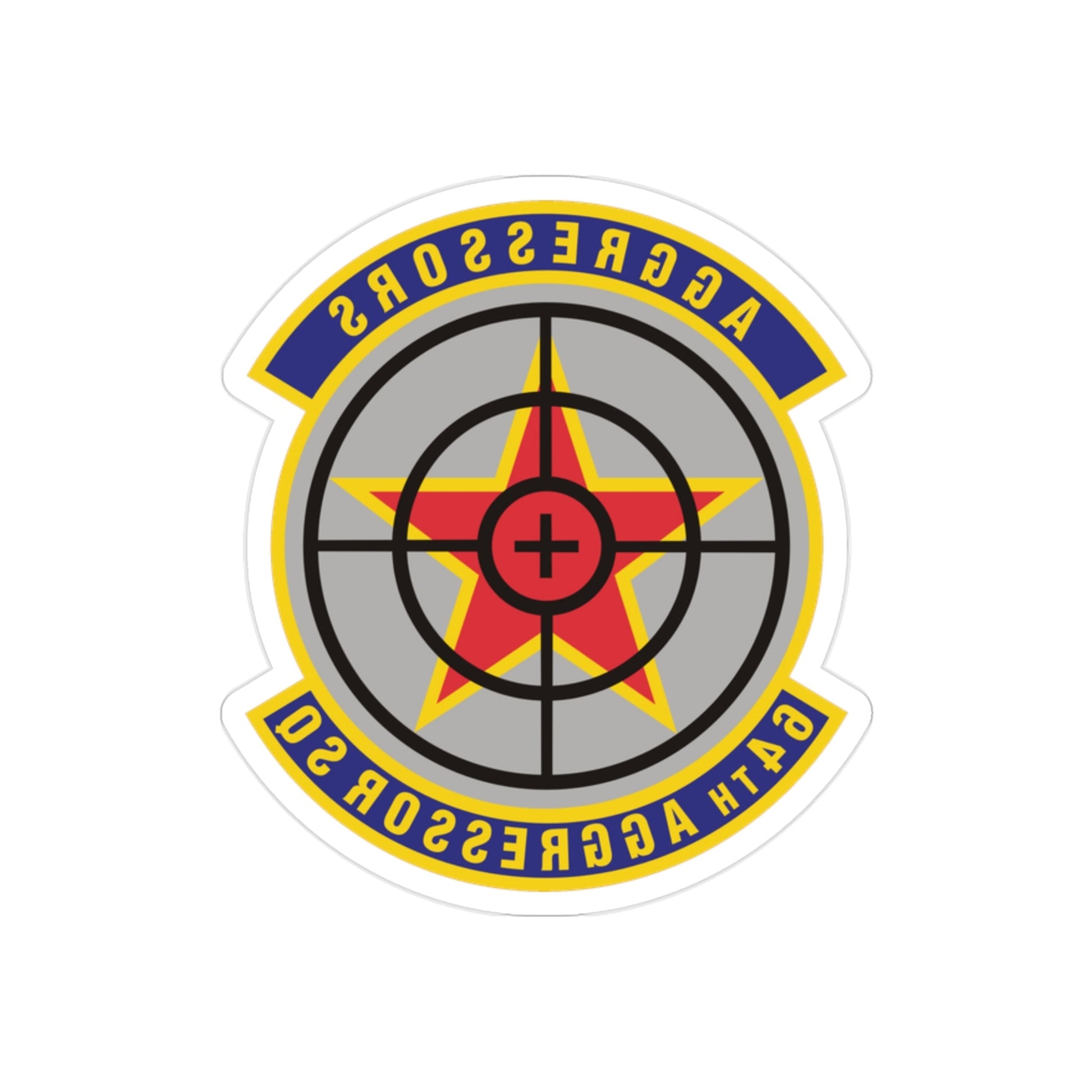 64th Aggressor Squadron (U.S. Air Force) REVERSE PRINT Transparent STICKER-2" × 2"-The Sticker Space