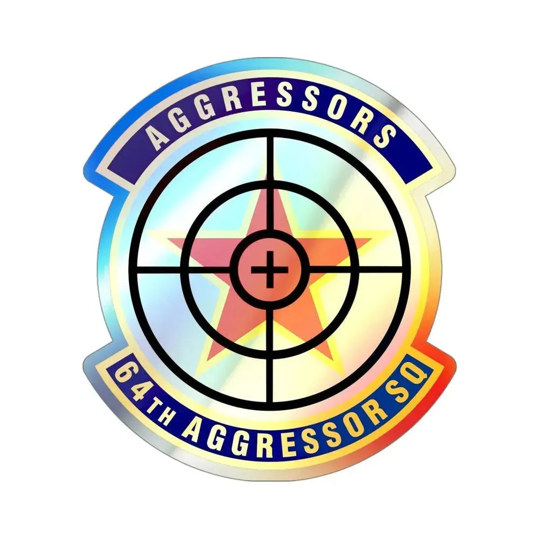 64th Aggressor Squadron (U.S. Air Force) Holographic STICKER Die-Cut Vinyl Decal 4 Inch Holographic - The Sticker Space