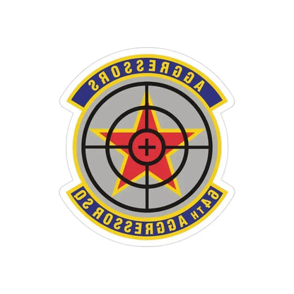 64th Aggressor Squadron (U.S. Air Force) REVERSE PRINT Transparent Die-Cut STICKER 3 Inch Die-Cut Transparent - The Sticker Space