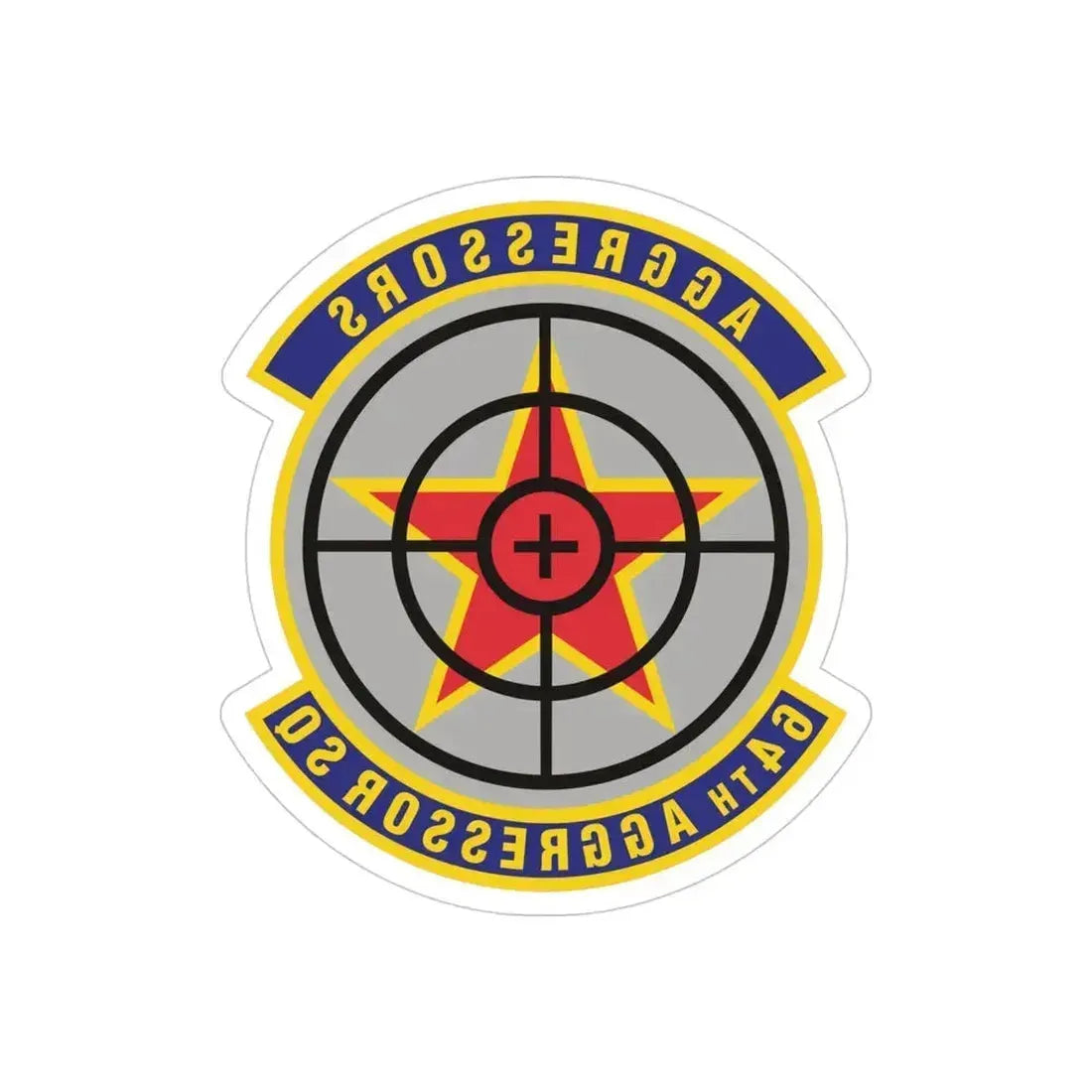 64th Aggressor Squadron (U.S. Air Force) REVERSE PRINT Transparent Die-Cut STICKER 4 Inch Die-Cut Transparent - The Sticker Space