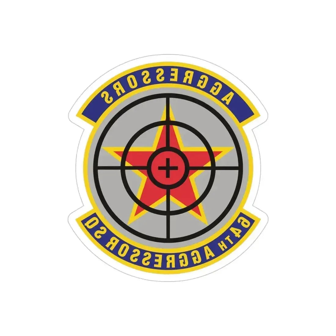 64th Aggressor Squadron (U.S. Air Force) REVERSE PRINT Transparent Die-Cut STICKER 5 Inch Die-Cut Transparent - The Sticker Space
