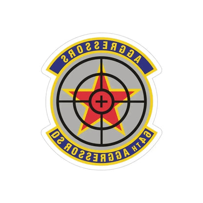 64th Aggressor Squadron (U.S. Air Force) REVERSE PRINT Transparent Die-Cut STICKER 5 Inch Die-Cut Transparent - The Sticker Space