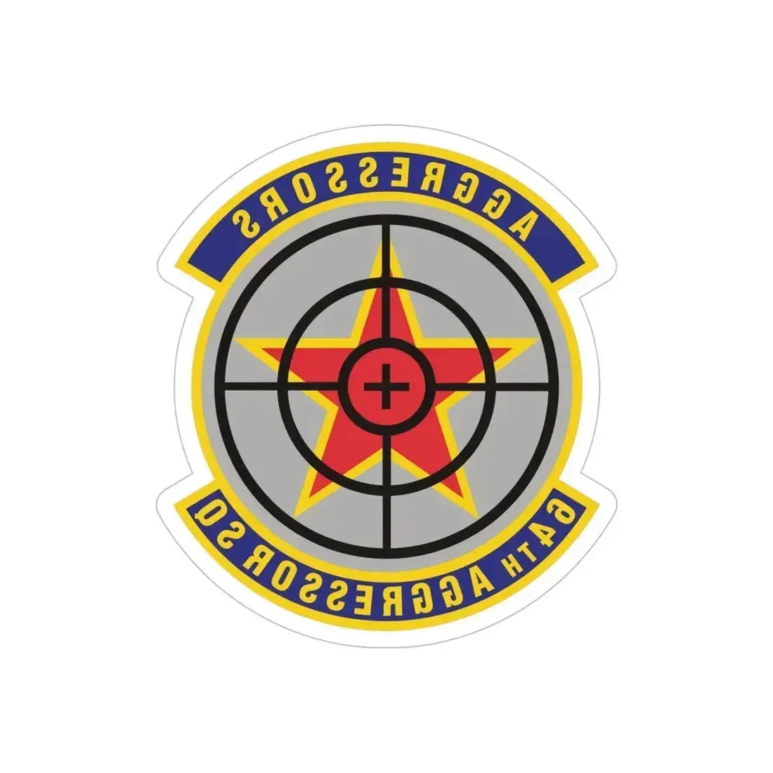 64th Aggressor Squadron (U.S. Air Force) REVERSE PRINT Transparent Die-Cut STICKER 6 Inch Die-Cut Transparent - The Sticker Space