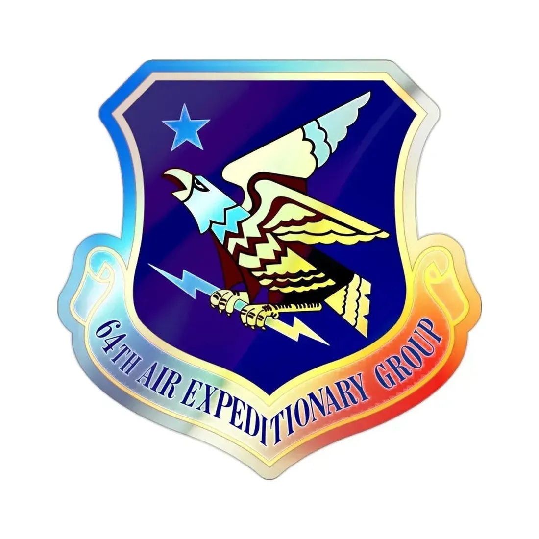 64th Air Expeditionary Group (U.S. Air Force) Holographic STICKER Die-Cut Vinyl Decal 2 Inch Holographic - The Sticker Space