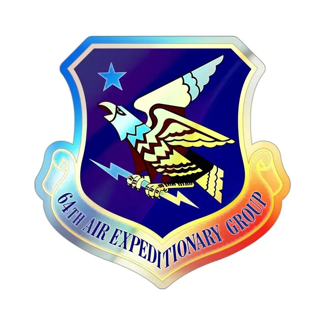 64th Air Expeditionary Group (U.S. Air Force) Holographic STICKER Die-Cut Vinyl Decal 3 Inch Holographic - The Sticker Space