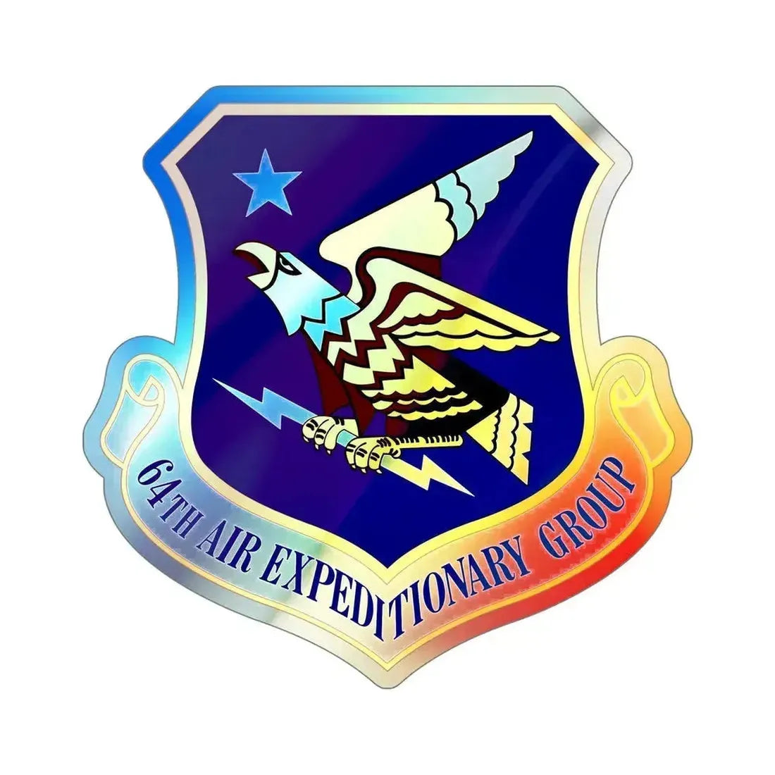 64th Air Expeditionary Group (U.S. Air Force) Holographic STICKER Die-Cut Vinyl Decal 6 Inch Holographic - The Sticker Space